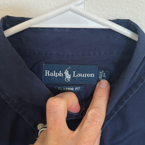 Ralph Lauren preppy cotton navy Button Down Short Sleeve large - Picture 4 of 6